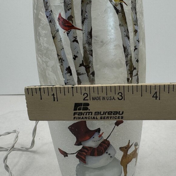 Stony Creek Lighted Glass Snowman Vase 12" Cardinals Deer Winter Scene BFX8209 - Picture 12 of 12